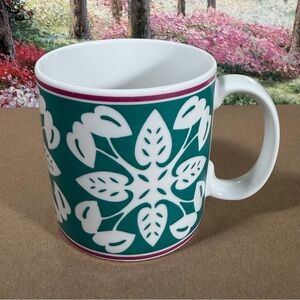 Anthurium Quilt Teal Mug by Yuko Green for Island Heritage Hawaii Porcelain 10oz